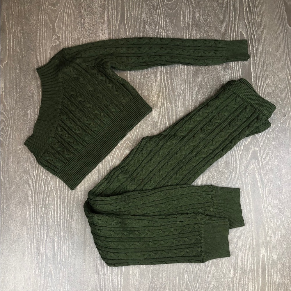 Olive Knit Sweater Set